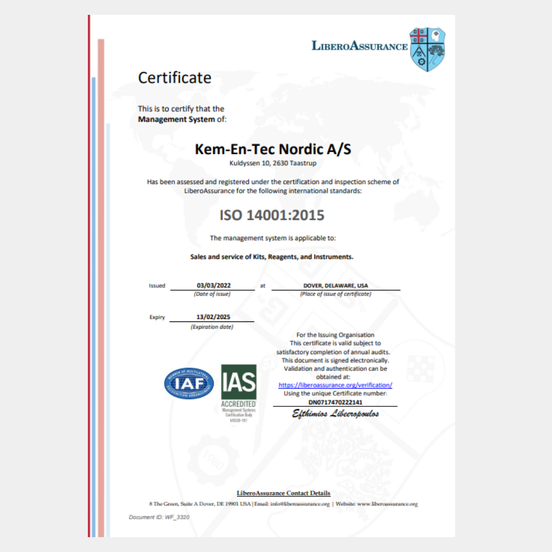 ISO 9001 & 14001 Certification of Kem-En-Tec Nordic!
